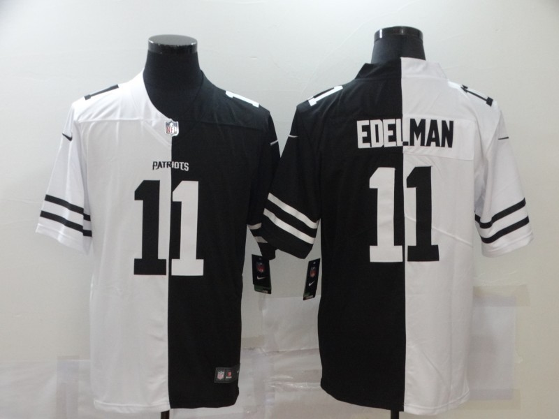 Men's New England Patriots Julian Edelman #11 Black/White Jersey